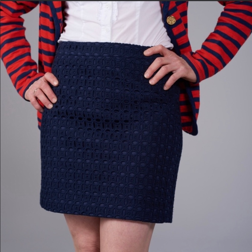 J.Crew Eyelet Mini Skirt in Navy